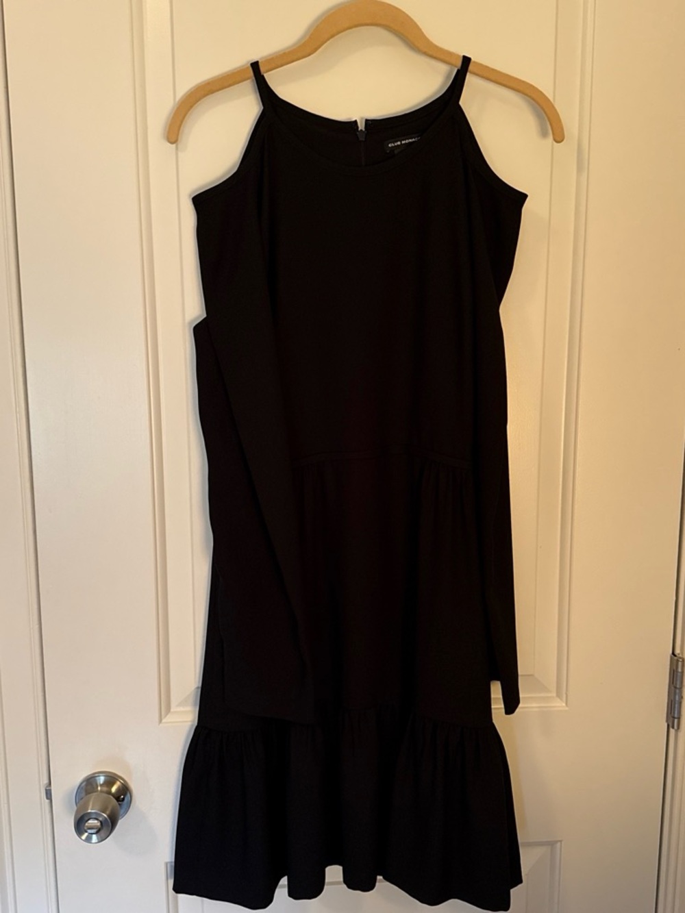 Club Monaco Black Cold-Shoulder Tiered Midi Dress